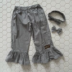 Matilda Jane picnic ruffles, bow and belt/headband